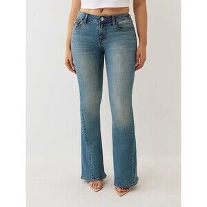 Women's True Religion Joey Mid Rise Flare Jeans in Blue Size 31 Y2k